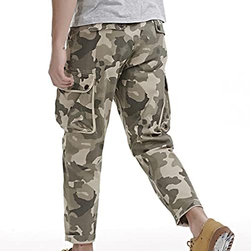 Машки тактички панталони со опуштено товарни борбени панталони воени камо панталони на отворено рипстоп мулти-џеб лесни обични панталони