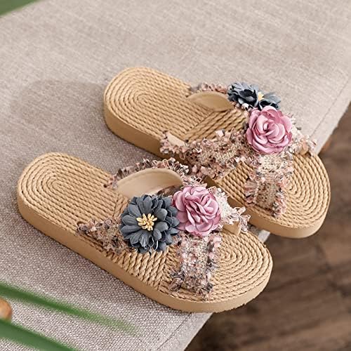 Летни деца чевли Девојки дебели стапала лесни лизгања на цвет отворено пети удобно бебе рамни чевли