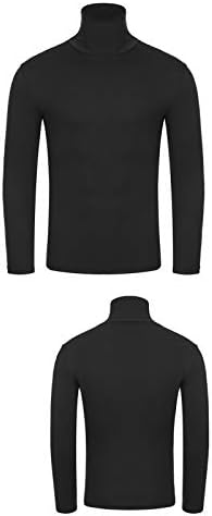 Zdfer Men's Turtleneck Pullover Sweatshirt, долги ракави со цврста боја кошули се протегаат тенок вклопување на врвот џемпер за мажи назад