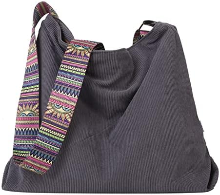 FVOWOH Големи Кеси За Скитници За Жени Торбичка Со Кадифена Торба Со Патент Обични Бохо Торби За Рамо За Жени Торба Со Црна Торба За Рамо