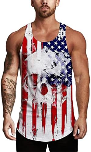 Американско гроздобер знаме мажи со резервоарот, резервоарот за тренингот врвови во САД и маицата за мускули на starвездени подароци