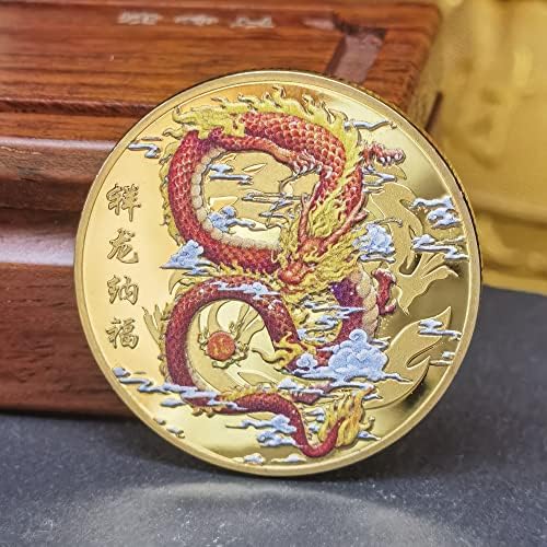 Зголемените Кинески Змеј Злато Среќа Монета-Лотарија Билет Гребење Алатка-Со Среќа Кинески Предизвик Монета
