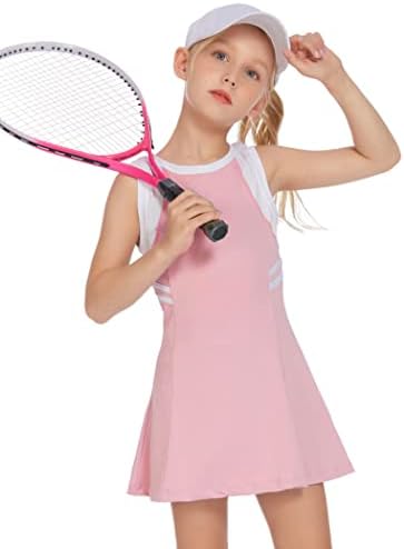 Hopeac Youth Girls Tennis Fuestes Golf Golf Relaevers School Спортски фустан со џебови од шорцеви