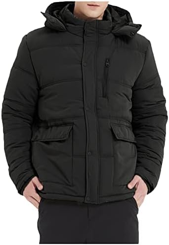 Xiaxogool палта за мажи, зимска јакна со качулка зимска пуфер во тешка категорија, задебела топли јакни, надворешни ватирани парки палта