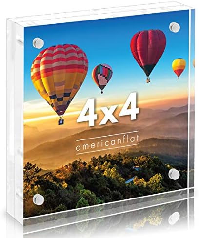 AmericanFlat 4x4 акрилна рамка за слика - чиста рамка за слика со магнетни агли - акрилни фото рамки стојат во биро или маса - Вклучена е