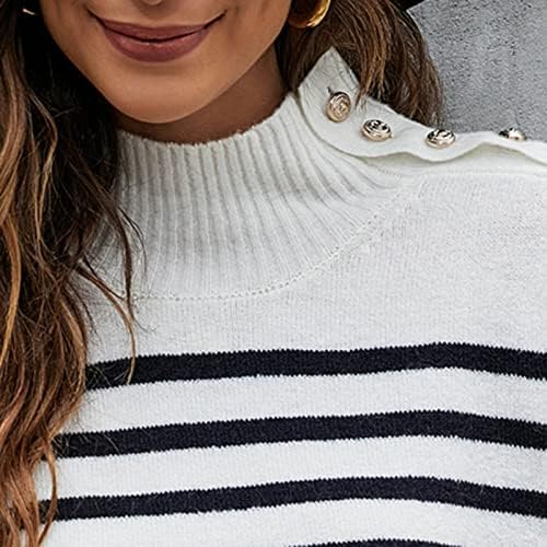Копче за плетени џемпери на женски рамено рамо со долги ракави плетени пулвер скокач врвови шарени случајни џемпери на вратот