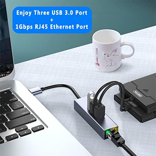 USB C до Ethernet адаптер, тип-C до Gigabit Ethernet адаптер, Thunderbolt 3 до 1000Mbps RJ45 мрежен адаптер компатибилен за MacBook