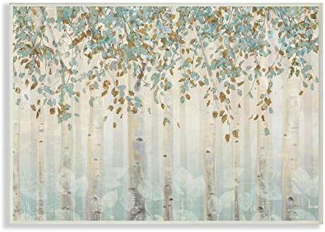 Апстрактни шумски шумски ставови оставаат дрвја сини тен меко сликарство