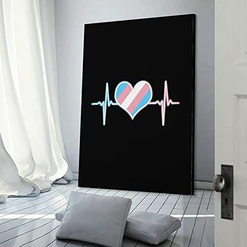 Трансродно знаме срце чука печатено сликарство wallидни уметности модерно уметничко дело вертикално висино слика за декорација на домови во спална
