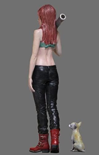 Etriye 1/24 смола лик модел Фантазија Femaleенски агент и кученце Die Cast Model Model Miniature Kit /YQ971