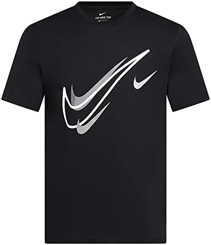 Nike Mens Tilt Mirts Court Tirt Mens Mens Swoosh Logo Tee Краток ракав Класичен маица црна DQ3944 010 НОВО