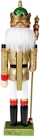 Умен креации злато крал 12 инчи Традиционален дрвен оревчекер, празничен Божиќен декор за полици и табели