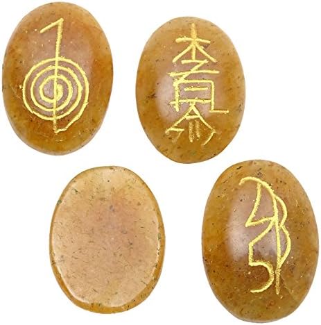 Хармонизирајте ја овалната форма Многу 4 парчиња избришани џаспер камен Реики лековит кристал каруна симбол