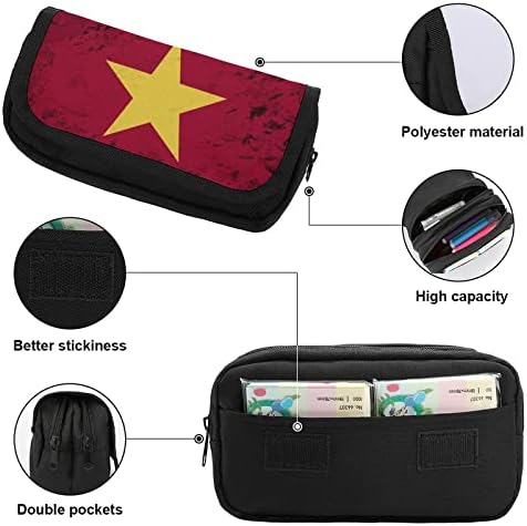 Гроздобер Виетнамско знаме со молив со молив, Пенка за торбичка со рачно шминка организатор голем капацитет торба козметички преносен подарок