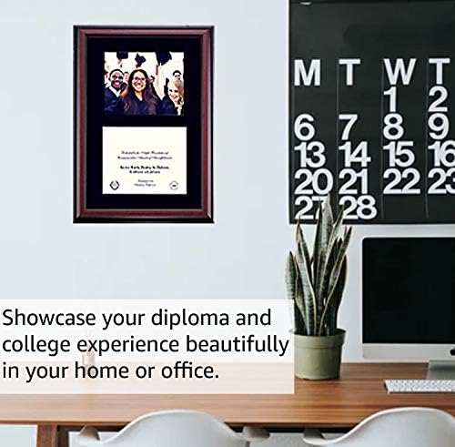 OCM Diplomadisplay Premier Frame за планинарите на државниот универзитет во Апалахија | 8-1/2 x 11 Сертификати за дипломи | Црна/златна мат | Фотографија на статуа на Јосеф | Подарок за