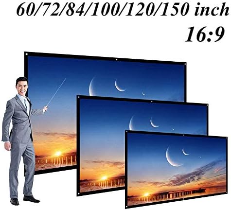 Zhuhw 60 ”/72 ''/84 ''/100 ''/120''portable Проектниот екран 16: 9 Бела дакрона дијагонална проекција на екранот за преклоплив wallид