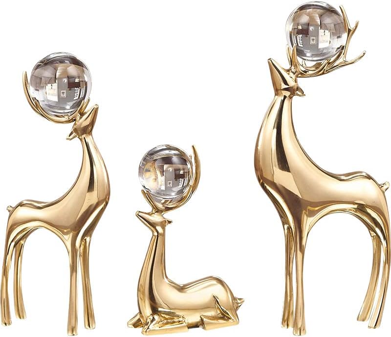 Луксузна нордиска метална фигура златен бакар модел елени кристална дневна соба естетска просторија декорирање Дома за украсување додатоци подарок