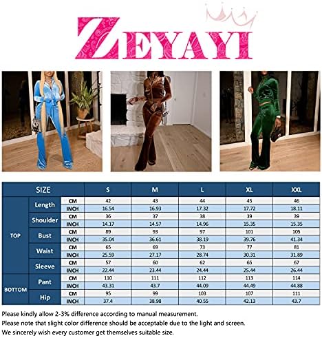 Zeyayi [2-пакет] Velor Tracksuit Womens Two Piection Two Piece Tops Tops Tops Blared Pants со џебови и жени со две парчиња велур со кратки