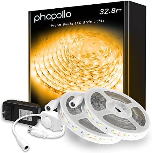 Phopollo топли бели LED ленти светла, 32,8 метри затемнети 3000k топла бела LED светлосна лента, 600 LED диоди Флексибилни LED