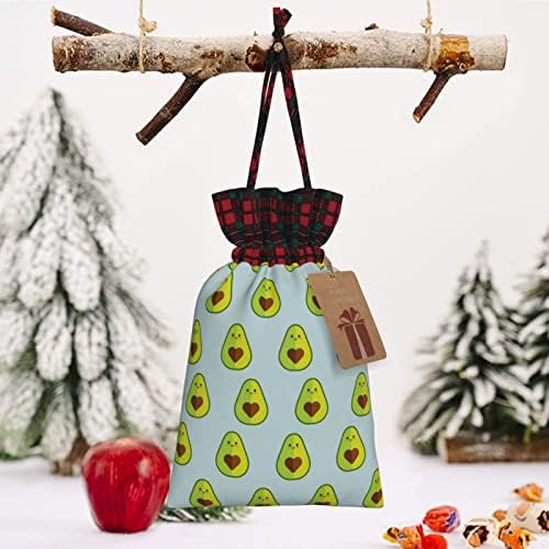 Божиќни Торби За Подароци Со Врвки За Влечење Авокадо-Срце-Биволска Карирана Чанта За Врвки За Влечење Ги Фаворизира Чантите