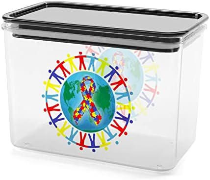 Контејнери За Складирање На Свеста за аутизмот Чиста Пластична Кутија Со Капаци Канти За Повеќекратна Употреба За Кујнски Житни Закуски Сува