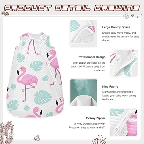 VVFELIXL вреќа за спиење за новороденче, тропски лисја на фламингос, бебе, носено ќебе, носење торба за спиење на транзиција