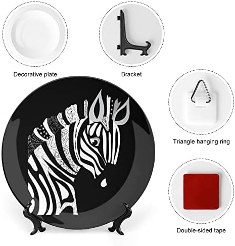 Црно бело зебракустимско фото коска Кина Декоративна чинија личност керамичка вечера чинија занаети за жени мажи подароци со штанд