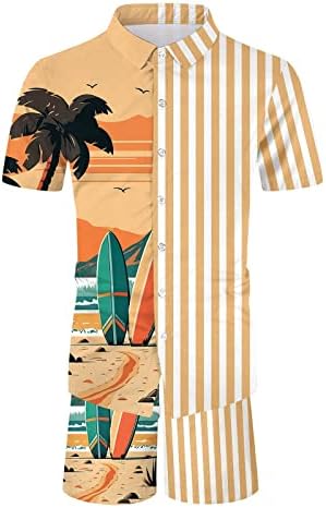 2023 Хавајски патеки за мажи поставени летни обични маици со краток ракав и сурфање на шорцеви за плажа за мажи