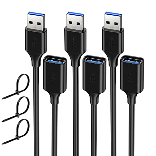 USB Extender Corder 1,6FT, USB 3.0 продолжен кабел, USB A Make to Female, компатибилен за USB флеш -уред, хард диск, читач на картички,