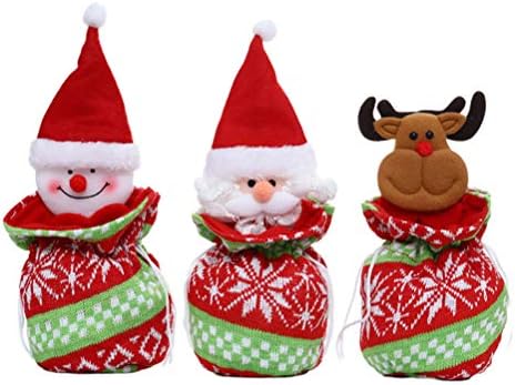 Абаодам 3 парчиња Симпатична Торба За Складирање За Плетење Божиќна Торбичка Со Јаболка Пренослива Торбичка За Подароци Премиум