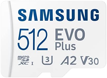SAMSUNG EVO Плус w/ SD Адаптер 512GB Micro SDXC, До-ДО 130MB/s, Проширено Складирање За Уреди За Игри, Андроид Таблети И Паметни Телефони,
