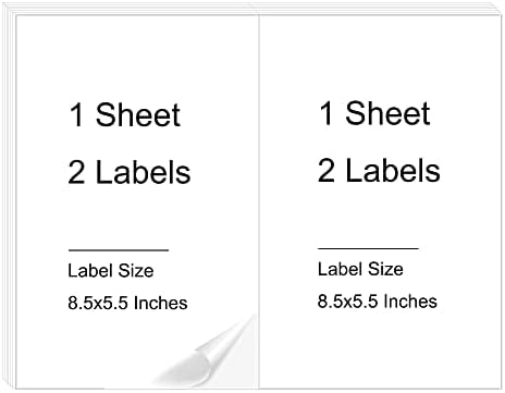Марфи Товарни Етикети 2 По Лист, 8,5 х 11 Инчи Половина Лист Превозот Етикети за Ласерски &засилувач; Инк-Џет Печатачи, Самолепливи Поштенски