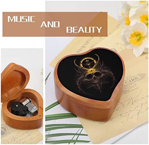Nudquio Психоделичен шумамистичен череп срце форма дрвена музичка кутија гроздобер часовници музички кутии роденден роденденски