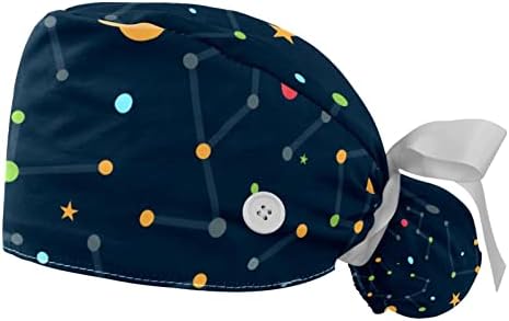 Шарен фенер 2 парчиња прилагодливи буфонски капи со копчиња и обвивки за вратоврска на главата за глава со џемпер