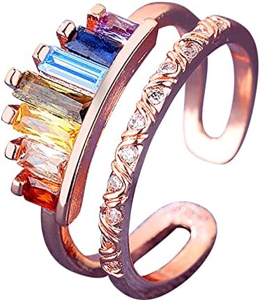 Уикцетен океански прстен 925 Стерлинг сребрен ангажман шарен циркон во форма на круна накит што плаче срцев прстен