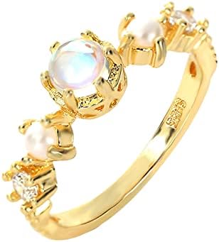 Свадбени прстени за жени мода Исклучителна опал бисер ветувајќи прстен за жени цирконија ангажман прстен накит подароци ветуваат прстен