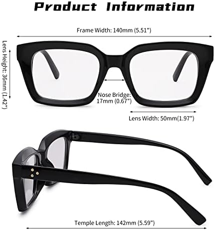 COASION Сино Светло Блокирање Очила Класичен Дебел Квадратен Раб Рамка Очила За Жени Мажи