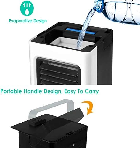 Преносен ладилник за воздух мини мобилен климатик 3-во-1 ладилник, навлажнување, прочистување 375ml батерија 1800mAh Отстранлив вентилатор за