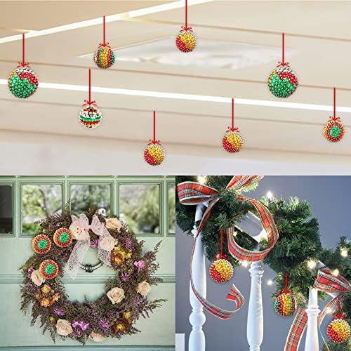 8 парчиња комплет за секвенци за Божиќни украси, божиќни занаетчиски украси за топка, DIY новогодишни орнаменти со топка со топки со пена,