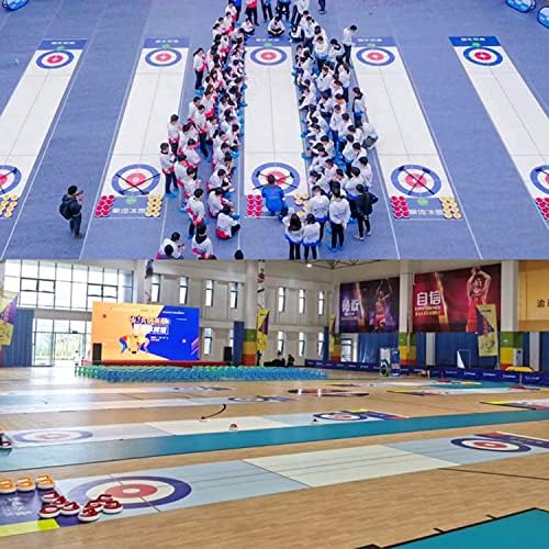 Borfieon Land Curling, диск со 8 ролери, сет за игри со виткање, преклопен за лесна зимска табла, игра за виткање на подот, игра со