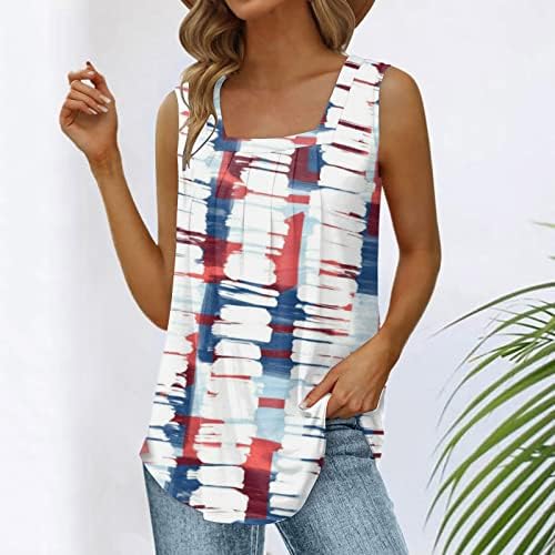 4 -ти јули резервоарот за жени на жените американско знаме летно обична маица без ракави starsвезди шарени патриотски фитнес резервоар врвови