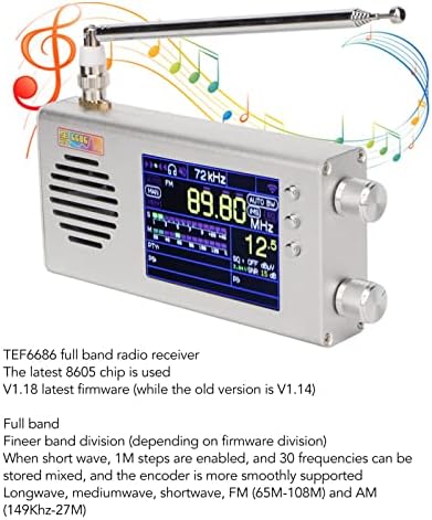 Ресивер за радио со целосен опсег, AM FM Protable Radio, 3.2Inch LCD дисплеј двоен стерео звучник MW Shortwave анти -мешање дигитално стерео
