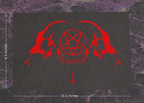 Коза череп назад лепенка - Демонски Бафомет пентаграм ѓавол демон демонс змеј злобно левијатан крст коза, готски метал окултен панк сатана сатански