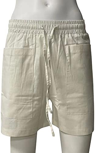 Miashui плус големина жена панталони панталони обични цврсти половини жени лабави џебови еластично лето плус големина панталони на плажа