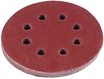 Диск за пескарење Гошида, 10 парчиња 5inch 125мм тркалезна форма црвена пескава дискови 8 дупки 60 1000 хартии за песок