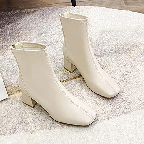 Подигање за женски чизми и чизми на глуждот есен зимски пупер-патент, бучен високи потпетици, тркалезни чевли за чевли за витез теле.