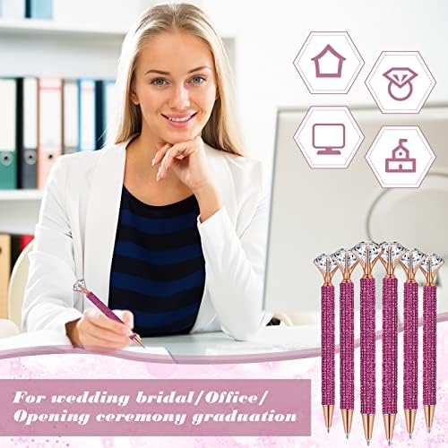 Satinior 12 PCS дијамантски пенкало Rhinestone Bling Pen Metal Crystal Ballpoint Pence Pencable црно мастило пенкало за свадба