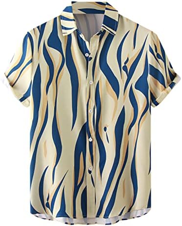 XXBR машки обични кошули, лето кратко ракав 3D Улица Графичко печатење копче надолу кошула за мажи опуштени врвови на плажа врвови