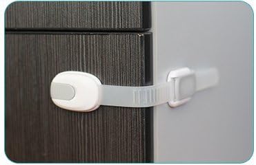 6 брави за безбедност на плакарот за деца - шкаф, фиоки и тоалетно седиште за бебиња - Брза и едноставна инсталација на алатки - Бела и сива