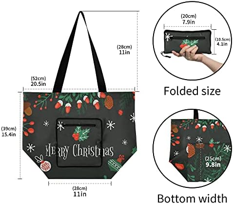 Среќен Божиќ Божиќно дрво преклопено рамо торбичка торба за еднократна употреба на намирници, тешка школа торба торба за купување